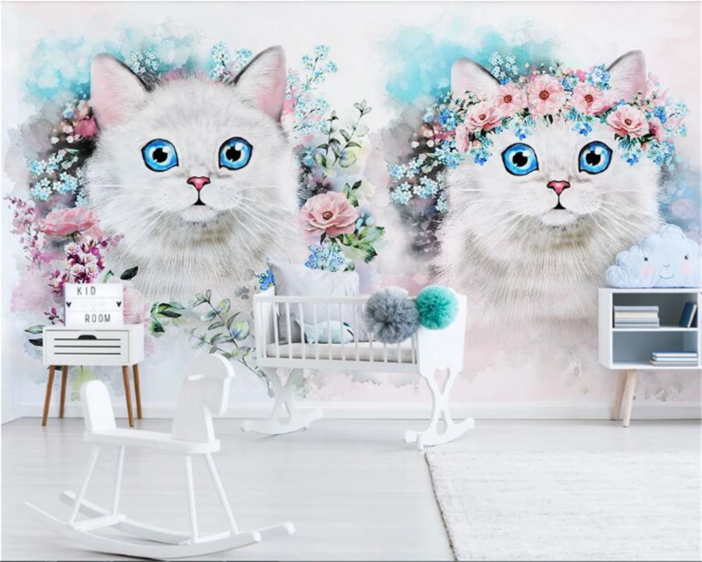 

Beibehang Photo wallpaper home decor mural flower cat children's room background walls mural living room bedroom 3d wallpaper