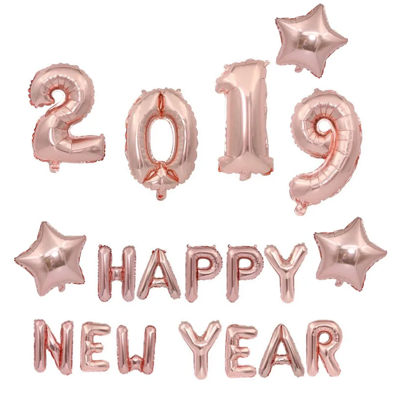 Воздушные шары из фольги с надписью Happy New Year украшение для вечеринки 2018