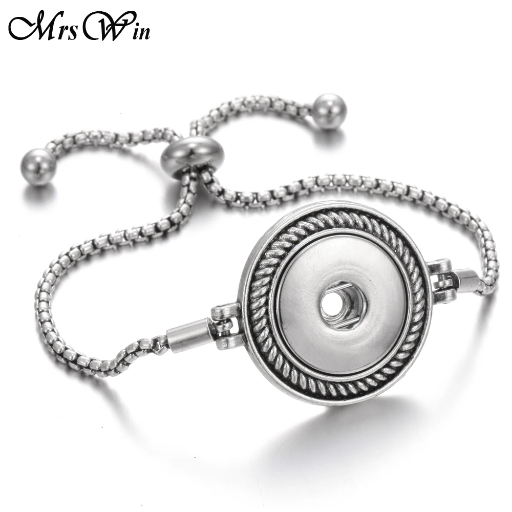 

New Snap Button Bracelet for 20mm Snap Buttons Adjustable Chains Crystal Snap Bracelet Bangles Button Jewelry