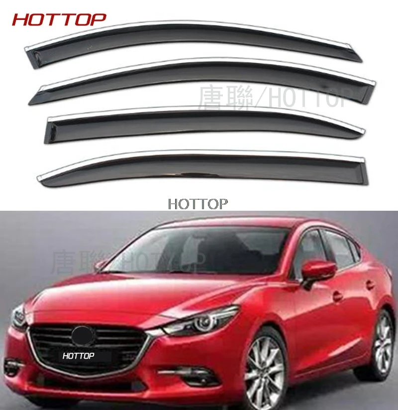 

HOTTOP 4PCS All Car Windows Protection Rain Shield Visor Cover For Hyundai For MAZDA3 Window Rain Visor For AXELA 2014 2016 2017