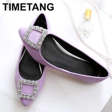 TIMETANG/сезон весна-осень; модная замшевая женская обувь; обувь на плоской подошве; Женская Удобная обувь с острым носком для отдыха и вождения; большие размеры; C125