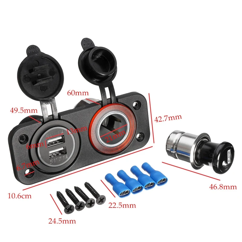 Автомобильное зарядное устройство с двумя USB портами 12 В 24 светодиодный адаптер