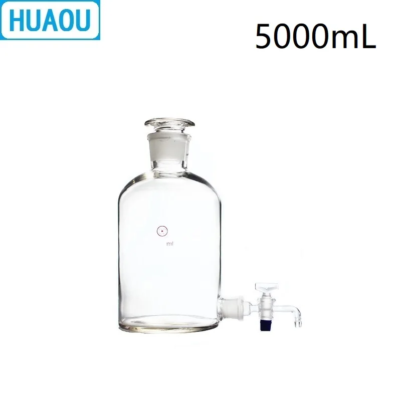 Прозрачная бутылка аспиратор HUAOU 5000 мл 5 л со стеклянной пробкой и дистиллированная вода вино