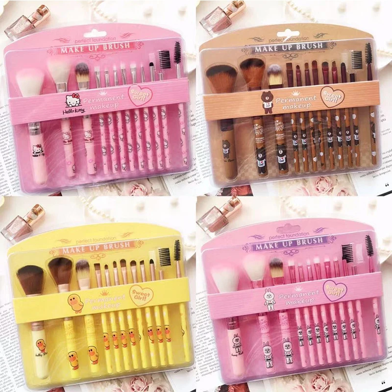 

Cute Cartoon 12Pcs Makeup Brushes Set Eye Shadow Foundation Powder Eyeliner Eyelash Lip Make Up Brush Cosmetic Tool Kit Hot