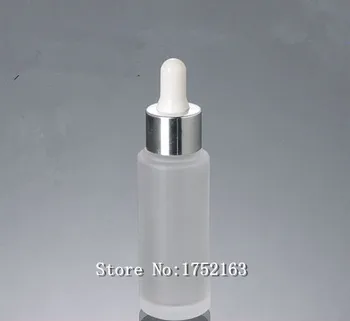 

30ml Frosted glass dropper bottles with Bright silver collar white bulb glass dropper bottles