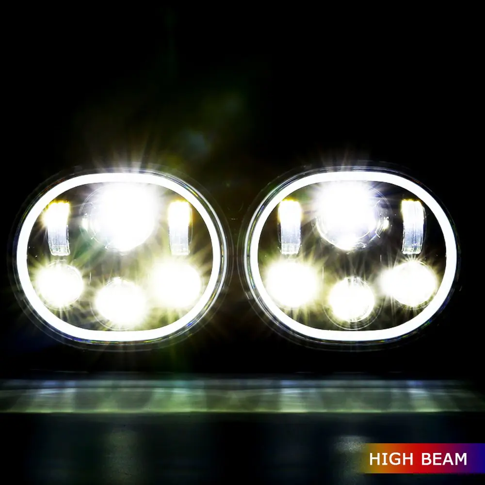 DRL Halo черная двойная светодиодная фара-прожектор проектор налобный фонарь с двойным светодиодом для мотоцикла Harley Road Glide 2004-2013
