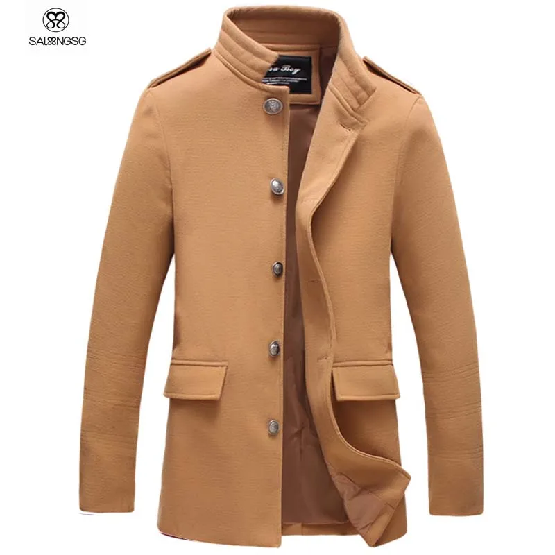 Luxury Trench Coat Men Winter 3XL 5XL Wool Trenchcoat Single Breasted