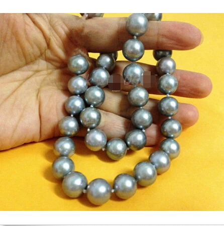 

Wholesale AAA 17"10-11mm NATURAL REAL South sea silver gray pearl necklace 14KGP ^^^e SHIPPING