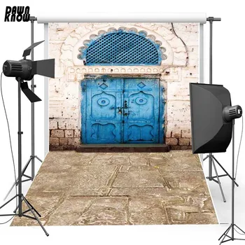 

DAWNKNOW Blue Door New Flannel Photography Background For Kids Floor Vinyl Backdrop For Personal Photo Studio F1562