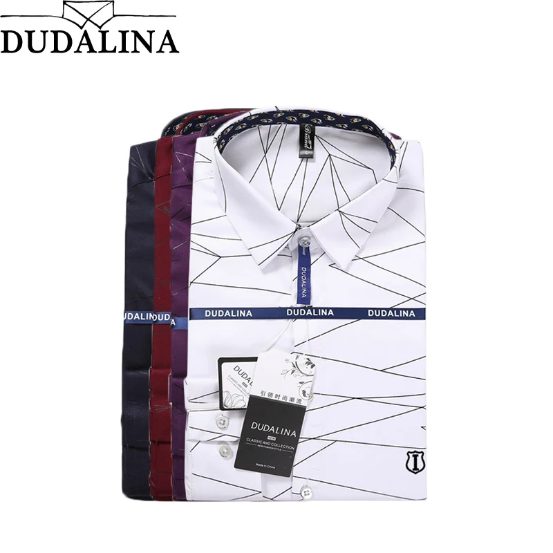 

Dudalina Sergio k Camisa 2019 New Men Shirt Fashion Geometric Printing Male Casual Short Sleeve Shirt Plus Size Brand Men