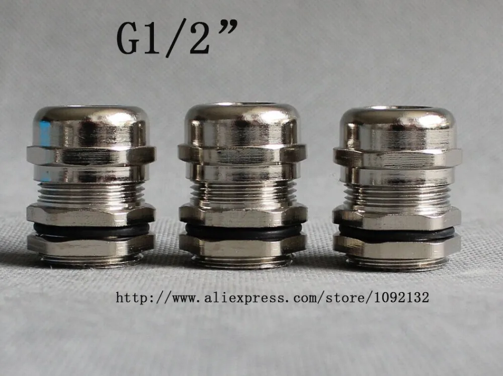 

1piece G1/2'' Nickel Brass Cable Glands Waterproof Connectors Apply to Cable 6-12mm
