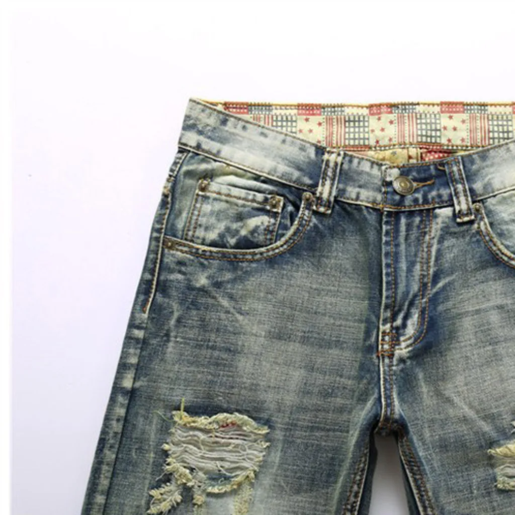 Мужские джинсы, эластичные рваные, обтягивающие, байкерские, с вышивкой, с принтом, рваные, с заклепками, узкие, джинсовые, поцарапанные, высокое качество, джинсы AA