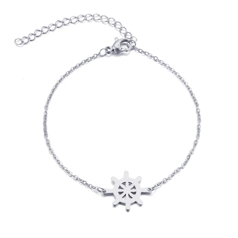 CACANA Stainless Steel Bracelet For Women Man Rudder Gold And Silver Color Pulseira Feminina Lover's Engagement Jewelry