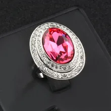 SINLEERY роскошный большой овальный розовый кубический цирконий обручальное кольцо с микро проложили Стразы ювелирные изделия для женщин Мода JZ070 SSC