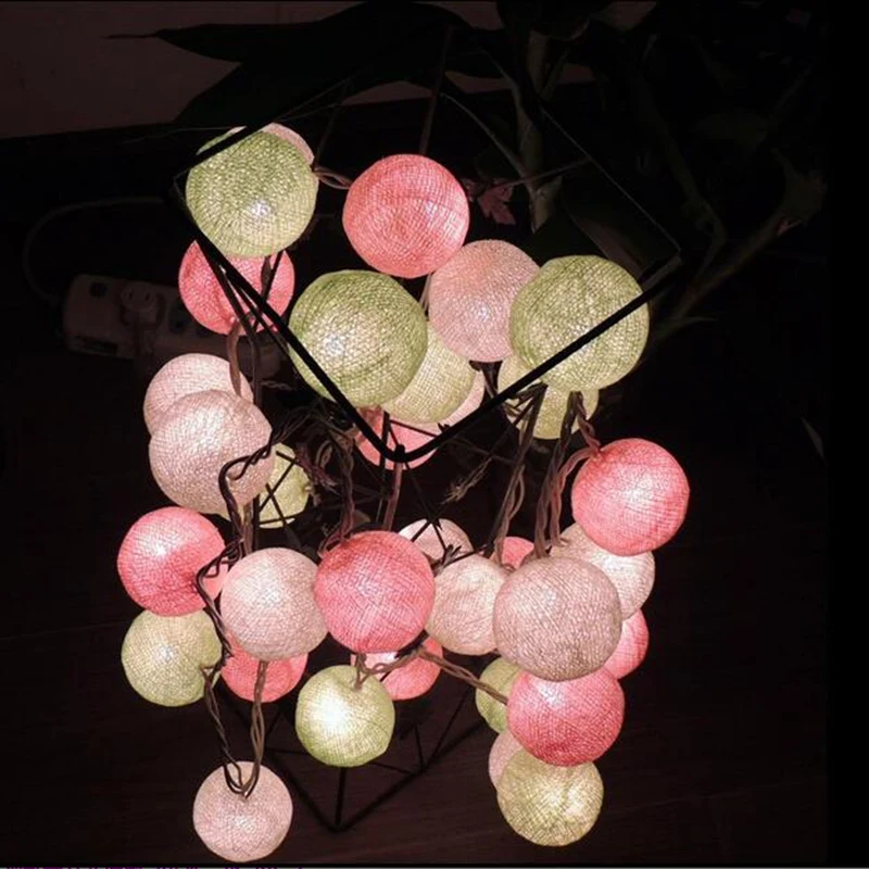 Light Color Series Cotton Ball With String Line DIY Beautiful Christmas Tree Decor Ball New Year ...