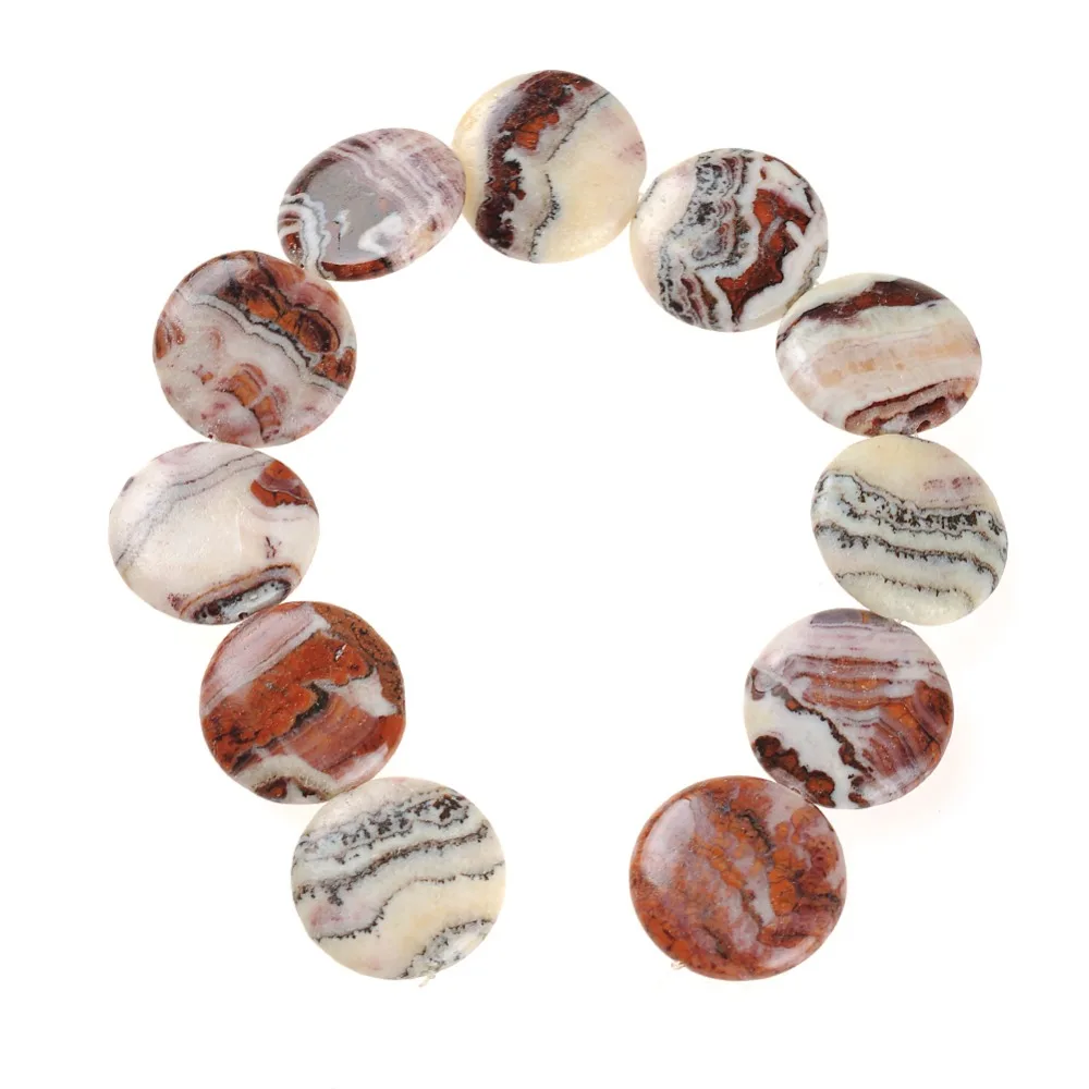 Round Shape Natural Geode Red Agates Gem Stone Stripe Flat Slice Slab Loose Strand Spacer Beads Chip For Jewelry Making Necklace