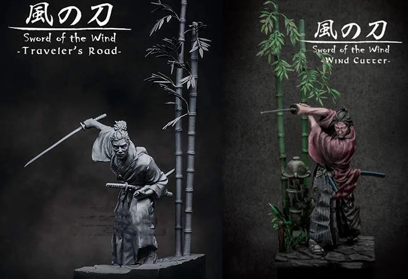 

Unpainted Kit 1/24 75mm Sword of the Wind Samurai include 2 75mm figure Historical Resin Figure miniature toy