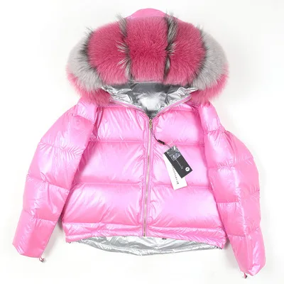 Размера плюс зимняя женская куртка с натуральным мехом, короткая куртка с воротником из натурального меха енота, парка с подкладкой из кролика, джинсовая куртка-бомбер - Цвет: MMK-9