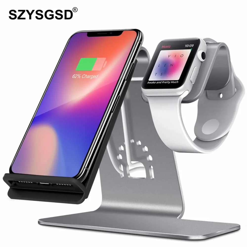 SZYSGSD 2 в 1 Qi Беспроводное зарядное устройство для iPhone XS Max XR X 8 Plus Apple Watch 3 4 10 Вт