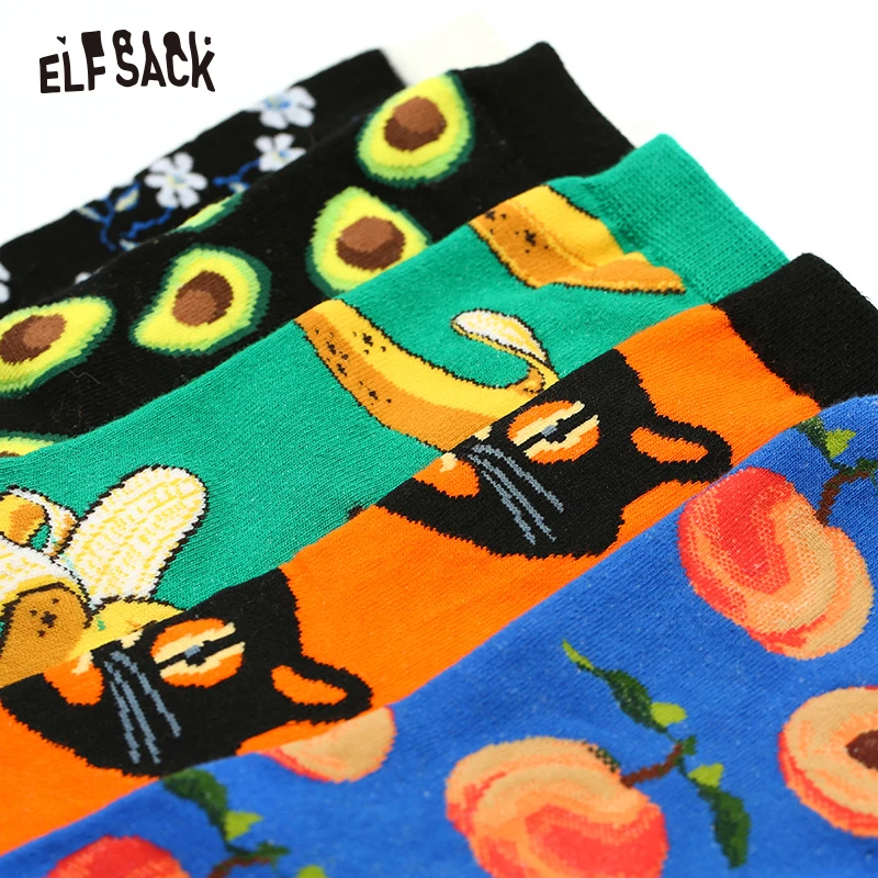 Женские носки ELFSACK хлопковые с цветочным принтом Фирменное Качество 5 видов