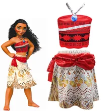 2019 Princess Moana Cosplay Costume for Children Vaiana dress Costume with Necklace for Halloween Costumes for Kids Girls Gifts 2019 Princess Moana Cosplay Costume for Children Vaiana dress Costume with Necklace for Halloween Costumes for Kids Girls Gifts