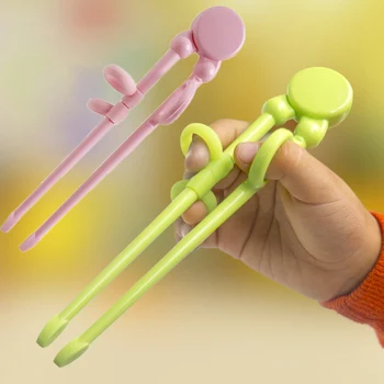 

1 Pair Kids Training Helper Children Tableware Plastic Beginner Chopsticks Food Grade Baby Reusable Enlightenment Chopsticks