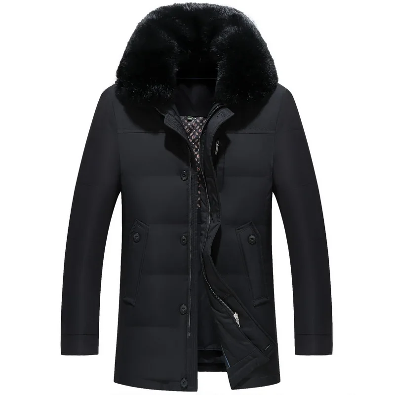 Nouveau hommes vers le bas manteau mode hiver doudoune longue Parka épaissir 90% duvet de canard co