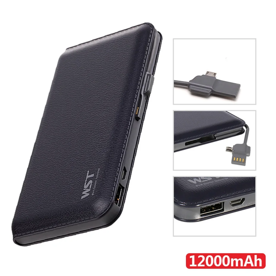 WST 12000mAh Portable Mobile External Battery Phone Powerbank Battery Pack Power Bank For iPhone Samsung Phone Poverbank Charger (8)
