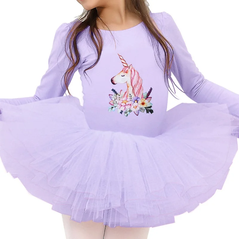 BAOHULU/балетное платье-пачка для девочек-подростков; детская Одежда для танцев; корона; единорог; платье принцессы для детей - Цвет: B155 Unicorn Purple