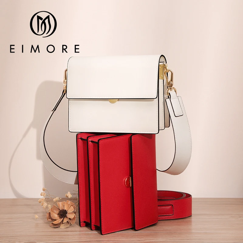EIMORE Brand Women Fashion Shoulder Bags Small Messenger Crossbody Bags Genuine Leather Crossbody Flap Bag Ladies Bags For Girl