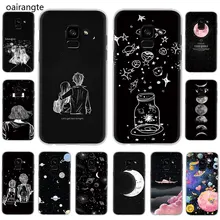 Черный с белой Луной и звездами космический жесткий чехол для телефона samsung Galaxy A6 plus 7 8 9 A10S 20S 20E 30S 40S 50S 60 70S