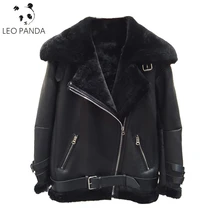 Новинка, Женская куртка-бомбер из овечьей шерсти, натуральная кожа, овчина, Двустороннее пальто из овчины, большие размеры, натуральная кожа, куртка