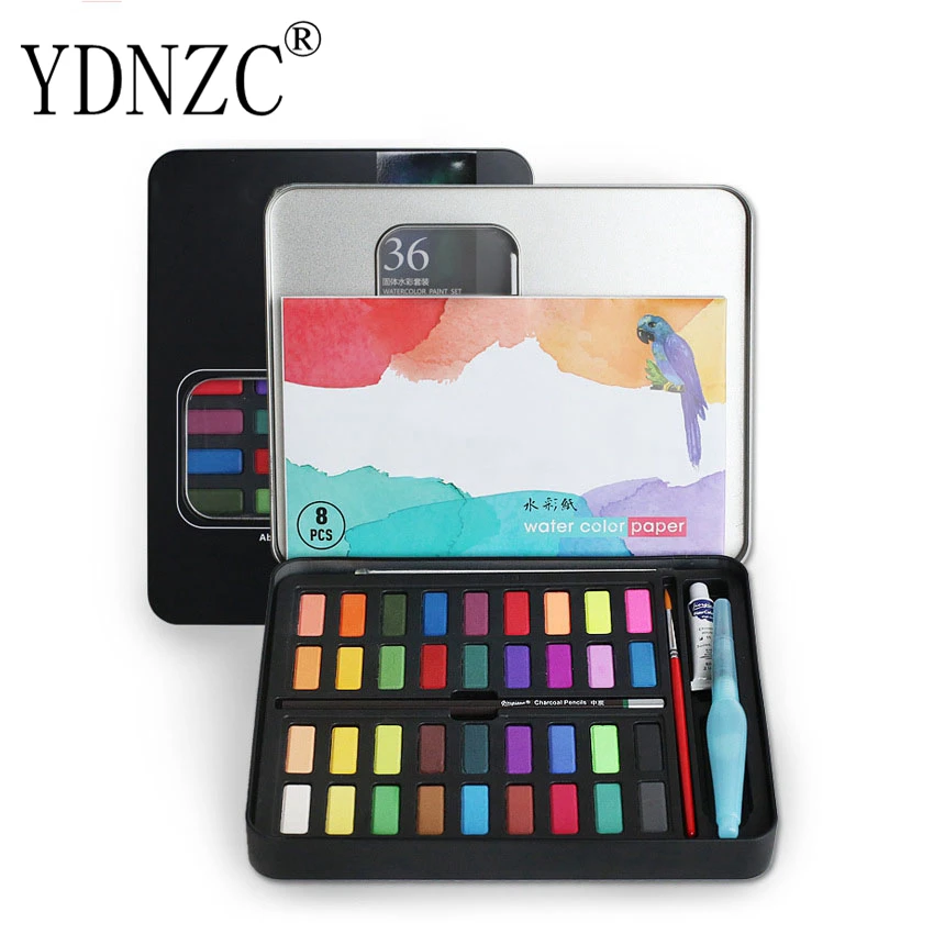 

YDNZC 36 color solid watercolor set portable watercolor paint painting supplies art supplies beginners special watercolor