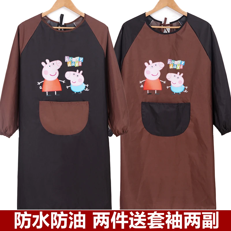 

Korean long sleeved fashion coat, kitchen, waterproof and oil apron, cute couple work clothes, custom logo printing.