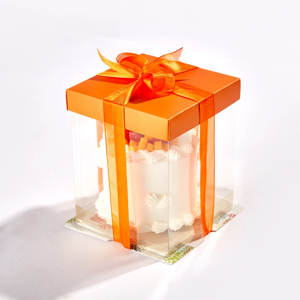 

1pc 4 Parts Into 1 Transparent Clear Cake Flower Gift Box New Creative Transparent Gift Boxes Wedding Gift Storage Cake Box