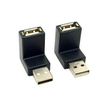 

2pcs Up & Down Direction Angled 90 Degree USB 2.0 Male to Female Extension Adapter Low Profile Black