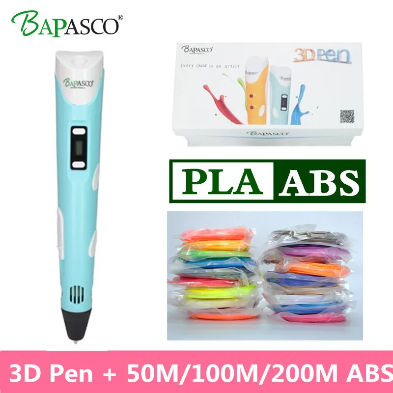

2018 BAPASCO Brand 2nd Generation 3D PEN Add 20 Pieces 200M ABS Filaments 3D Printing Pen Kids Creactive Drawing Pen 3d Model