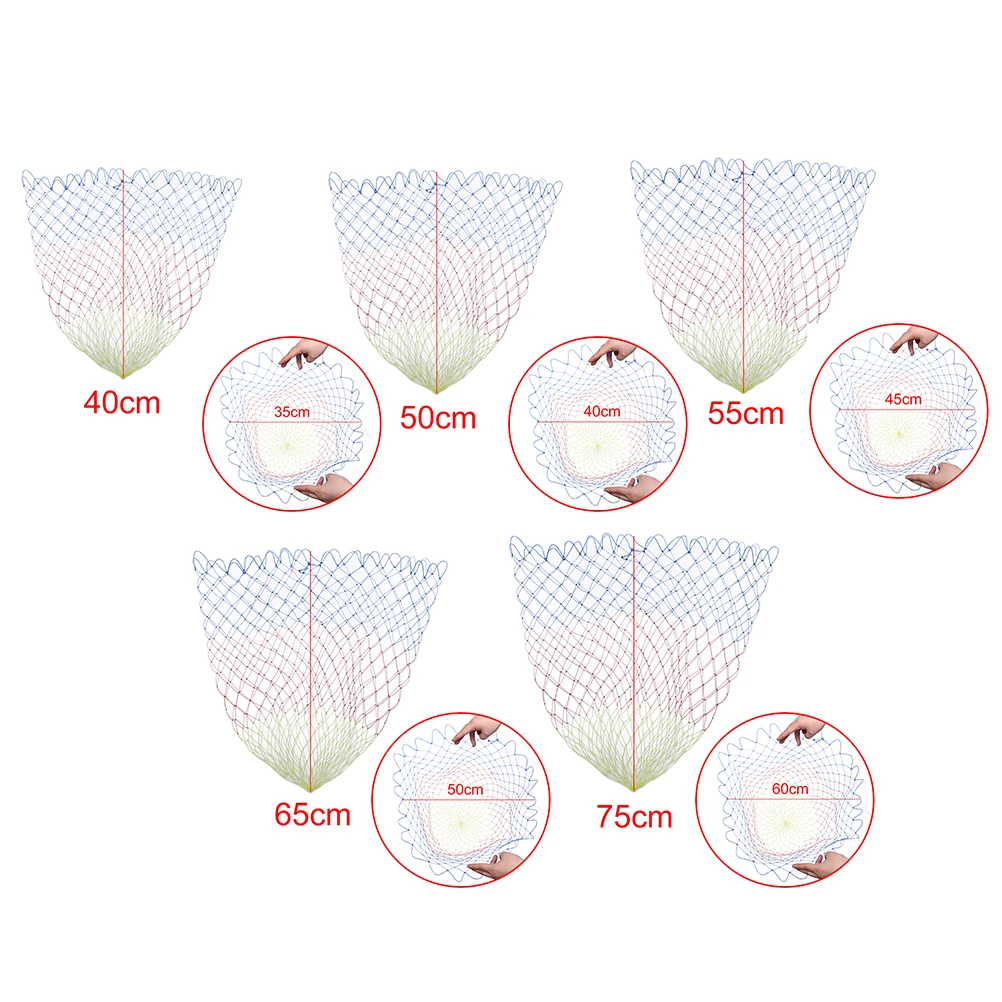 

35/40/45/50/60 cm Nylon Fishing Nets Collapsible Fishing Tools Rhombus Mesh Hole Depth Folding Nylon Landing Dip Net