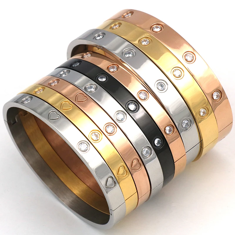 Красивые браслеты для влюбленных женский браслет Нержавеющая сталь браслеты кубический циркон золотые украшения подарки для мужчин и женщин