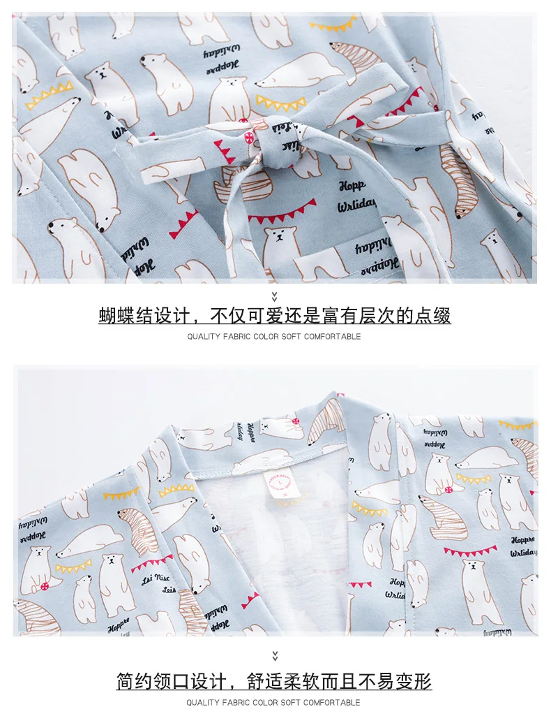 Кимоно с v-образным вырезом пижамы летние женские 100% хлопок животных печатных милые футболки и шорты 2 шт Набор пижамы одежда для отдыха