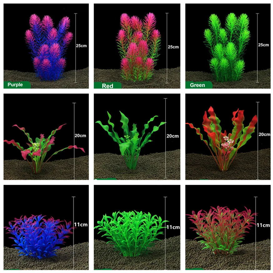 Новое пластиковое искусственное растение, украшение для аквариума, украшение для аквариума, декоративное водное растение, украшение для травы, 11 см-27 см, 12 видов стилей на выбор