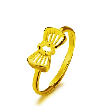 

Wedding band gothic beautiful lovely bowknot ring Fashion women gold ring Imitation will not change girl gold jewelry
