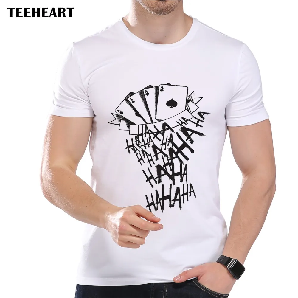 

TEEHEART Men's Joker Cards Printed T-Shirt Men Summer Anime Designer Modal Hipster Top Tees la390