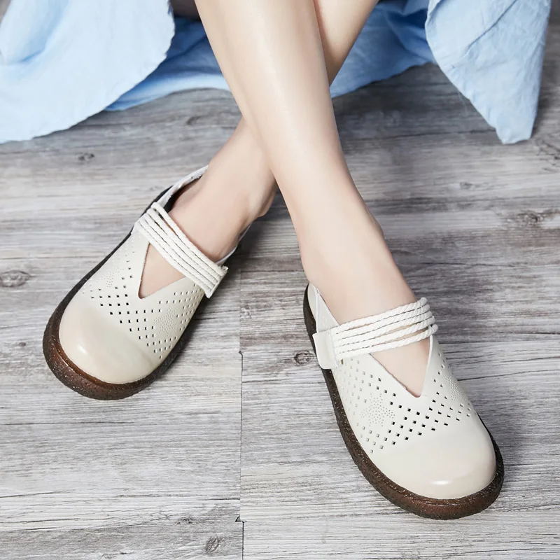 Appartements Fretwork Chaussure Black Femme Talons De Véritable Femmes Am9115 Woopoem 1 beige Chaussures Janes Mary Creux Bas Cuir Étanche En 8OqZnXgU