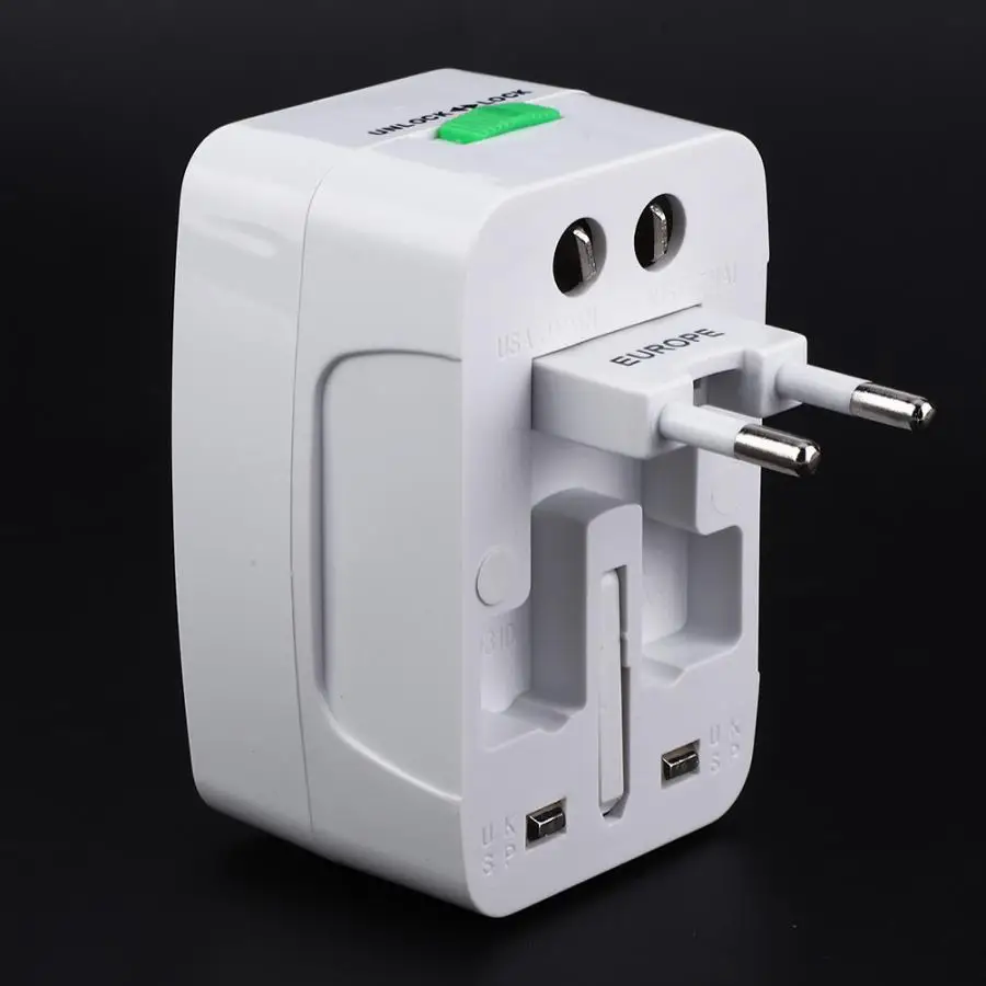 Огнестойкий ABS двойной USB международный Путешествия адаптер питания AC 0~ 250V 10A