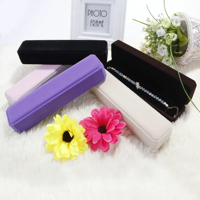 

Lovely Bracelet Jewelry Gift Box Packaging Rectangle Velvet Carrying Case Holder Storage Package Display Boxes for Jewellery