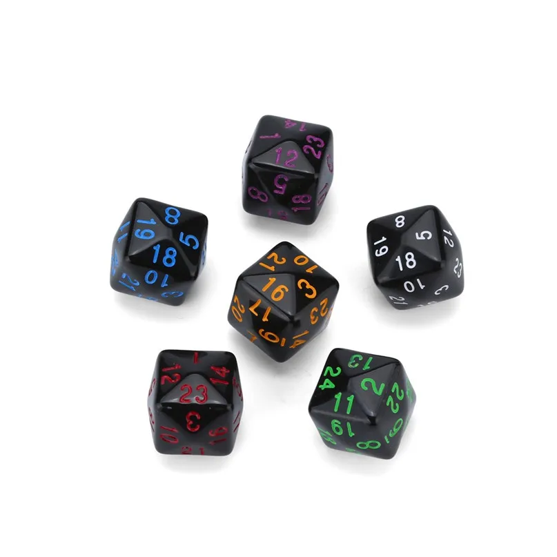 6Pcs Games Dice Party cubes For Game Dungeons & Dragons Polyhedral D24 Multi Sided Acrylic Dice boardgame #2P09 (4)