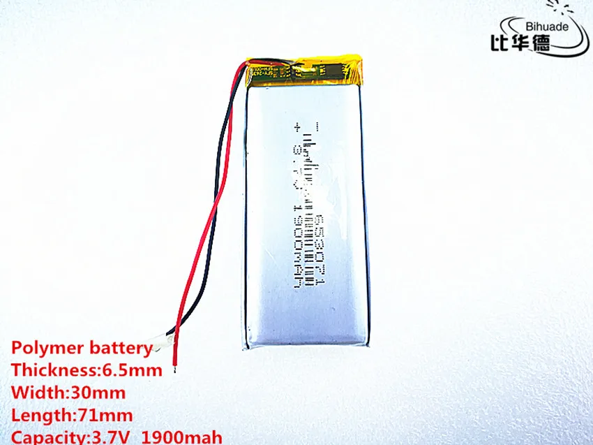 Хорошее качество 3,7 в, 1900 мАч, 653071 полимерный литий-ионный/литий-ионный аккумулятор для игрушек, банка питания, gps, mp3, mp4