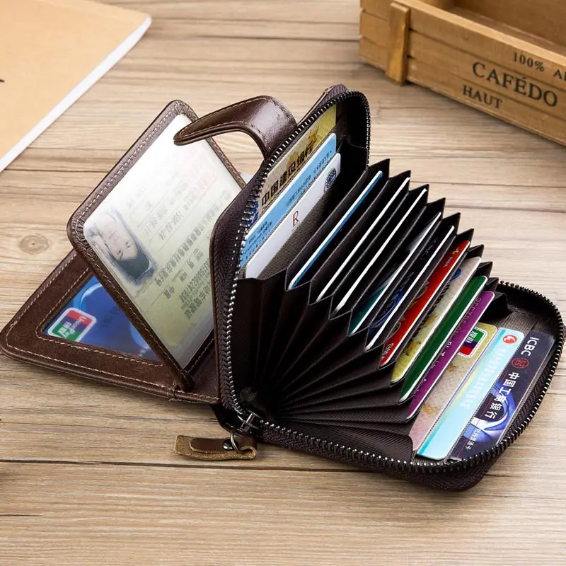 Bullcaptain Cowhide Short Wallet Zipper Coin Bag