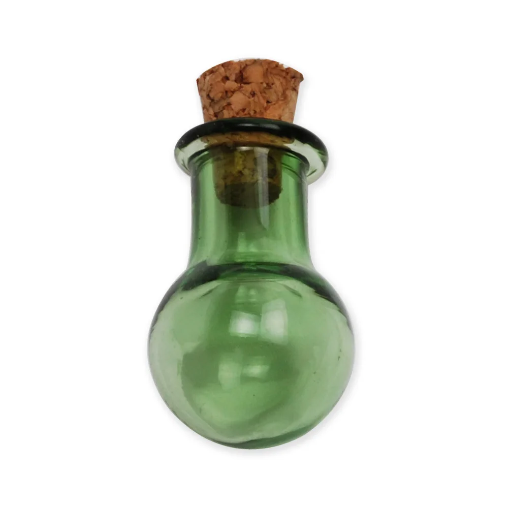 

Retail Green Wishing Glass Bulb Bottle With Corks Stopper, Fashion Glass Message Vials With Cork, 10pcs/lot